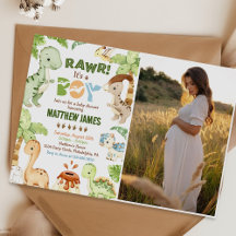 水彩可愛い恐竜の男の子の赤ちゃんシャワー写真