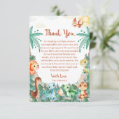 水彩可愛い恐竜の男の子の赤ちゃんシャワー サンキューカード (スタンド正面)