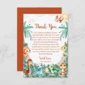 水彩可愛い恐竜の男の子の赤ちゃんシャワー サンキューカード (正面/裏面)