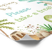 水彩可愛い恐竜の緑ありがとう ポスター (角)