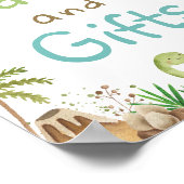 水彩可愛い恐竜の緑のカードとギフト ポスター (角)