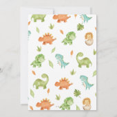 水彩可愛い恐竜の緑の少年誕生日 招待状 (裏面)