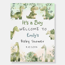 水彩可愛い恐竜の緑の男の子のウェルカム