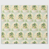 水彩可愛い恐竜の緑の男の子の赤ちゃんシャワー ラッピングペーパー (フラット)