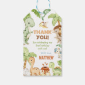 水彩可愛い恐竜の緑3歳の誕生日 ギフトタグ (裏面)