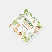 水彩可愛い恐竜の緑3歳の誕生日 スタンダードカクテルナプキン (角)