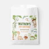 水彩可愛い恐竜の緑3歳の誕生日 フェイバーバッグ (正面)