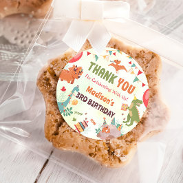 水彩可愛い恐竜の誕生日パーティーステッカー ラウンドシール