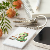 水彩可愛い恐竜Tレックス飲みアクリル キーホルダー (正面右)