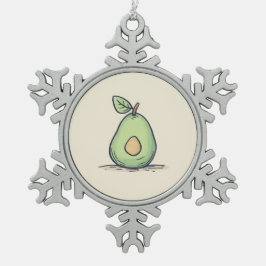 水彩可愛い梨 スノーフレークピューターオーナメント