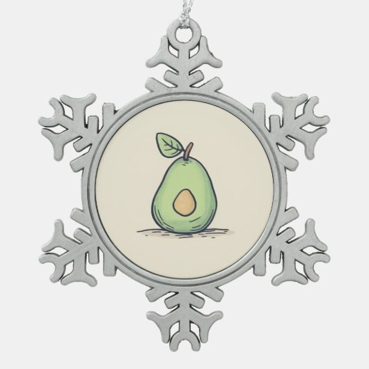 水彩可愛い梨 スノーフレークピューターオーナメント (正面)