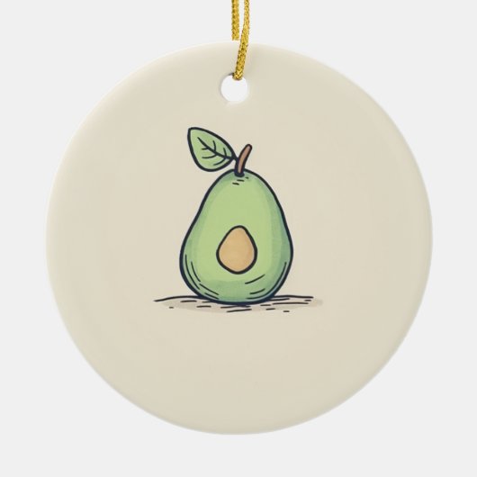 水彩可愛い梨 セラミックオーナメント (正面)