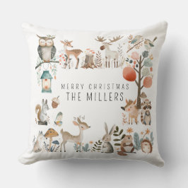 水彩可愛い森林動物 クッション
