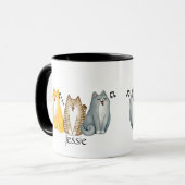 水彩可愛い歌うニャーニャー猫名前をカスタムする マグカップ (正面左)