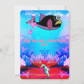 水彩可愛い海獣誕生日パーティー 招待状 (裏面)