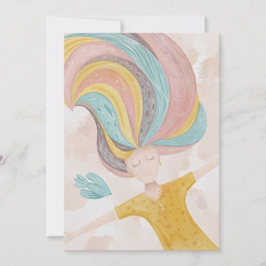 水彩可愛い漫画の女の子。ピンクの妖精ファンタジー (正面)