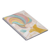 水彩可愛い漫画の女の子。ピンクの妖精ファンタジー ノートブック (右側)