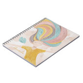 水彩可愛い漫画の女の子。ピンクの妖精ファンタジー ノートブック (左側)