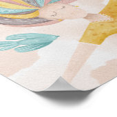 水彩可愛い漫画の女の子。ピンクの妖精ファンタジー ポスター (角)