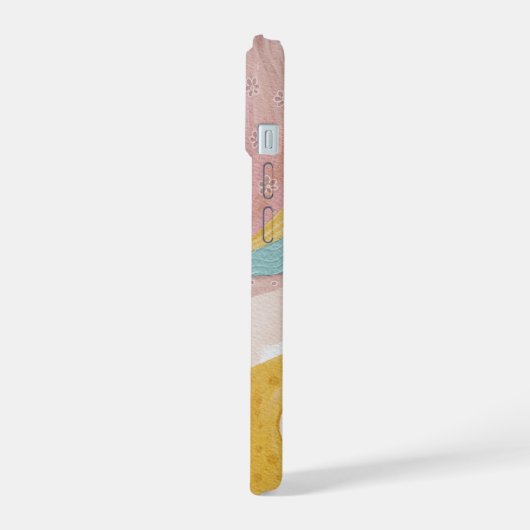 水彩可愛い漫画の女の子。ピンクの妖精ファンタジー iPhone 15ケース (左側面)