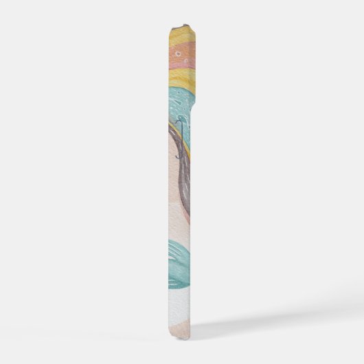 水彩可愛い漫画の女の子。ピンクの妖精ファンタジー iPhone 15ケース (右側面)