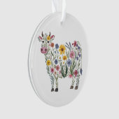 水彩可愛い牛の形をした野草 オーナメント (正面)