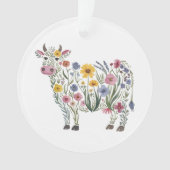 水彩可愛い牛の形をした野草 オーナメント (正面)