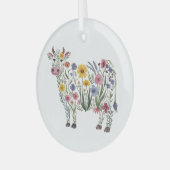 水彩可愛い牛の形をした野草 ガラスオーナメント (正面左)