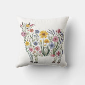 水彩可愛い牛の形をした野草 クッション (裏面)