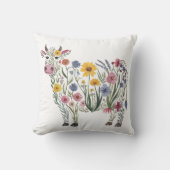 水彩可愛い牛の形をした野草 クッション (正面)