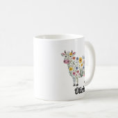 水彩可愛い牛の形をした野草 コーヒーマグカップ (正面右)