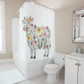 水彩可愛い牛の形をした野草 シャワーカーテン (インサイチュ)