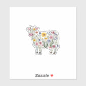 水彩可愛い牛の形をした野草 シール (シート)