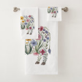 水彩可愛い牛の形をした野草 バスタオルセット (インサイチュ)