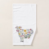 水彩可愛い牛の形をした野草 バスタオルセット (ハンドタオル)