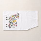 水彩可愛い牛の形をした野草 バスタオルセット (ハンドタオル)