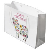 水彩可愛い牛の形をした野草 ラージペーパーバッグ (裏面アングル)