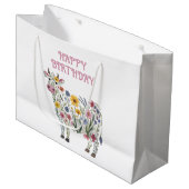 水彩可愛い牛の形をした野草 ラージペーパーバッグ (正面アングル)