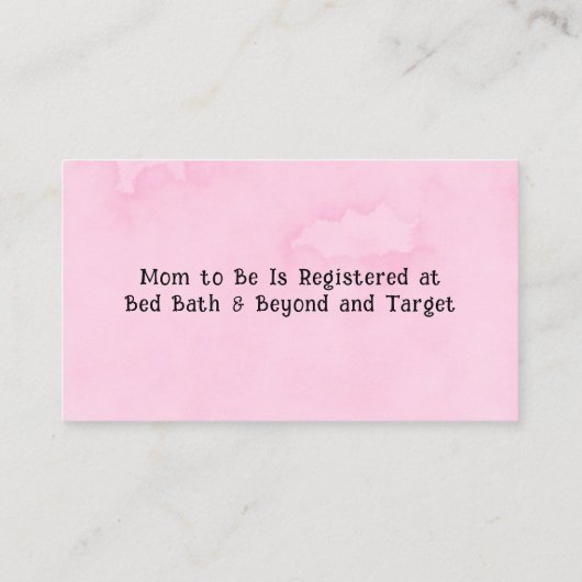 水彩可愛い牛ピンクの女の子ベビーレジストリ 名刺 (裏面)