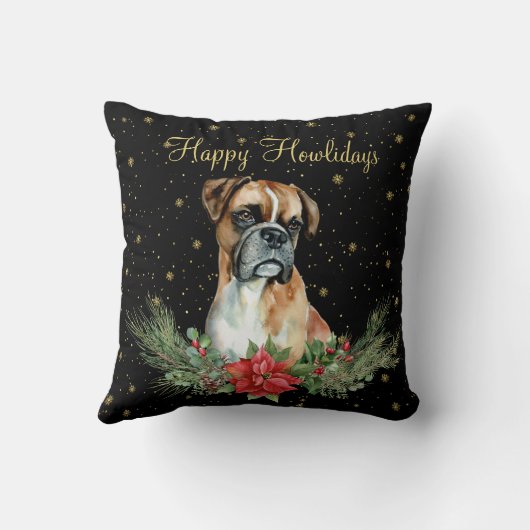 水彩可愛い犬ハッピーハウデイ クッション (裏面)