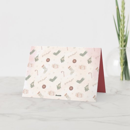 水彩可愛い犬メリークリスマス シーズンカード (裏面)