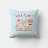 水彩可愛い犬3匹のクリスマス準備 クッション (裏面)