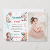 水彩可愛い猫サンキューカード写真 招待状 (正面)