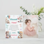 水彩可愛い猫サンキューカード写真 招待状 (スタンド正面)