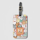 水彩可愛い猫名オンモノグラム旅行 ラゲッジタグ (正面縦)