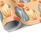 水彩可愛い猫愛ハート動物おもしろい ラッピングペーパー (ロールコーナー)