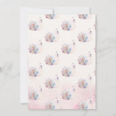 水彩可愛い白鳥ワイルドフラワーズ誕生日 招待状 (裏面)