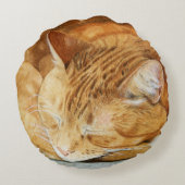 水彩可愛い眠い猫装飾用クッション ラウンドクッション (裏面)