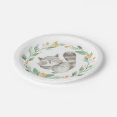 水彩可愛い眠るラクーンリース ペーパープレート (アングル)