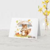 水彩可愛い秋リス カード (黄色い花)